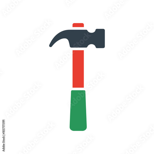 Colorful Claw Hammer Tool for Construction and Repair Work.