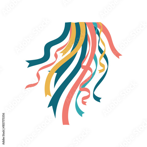 Colorful Ribbons Falling Down in a Festive Celebration.