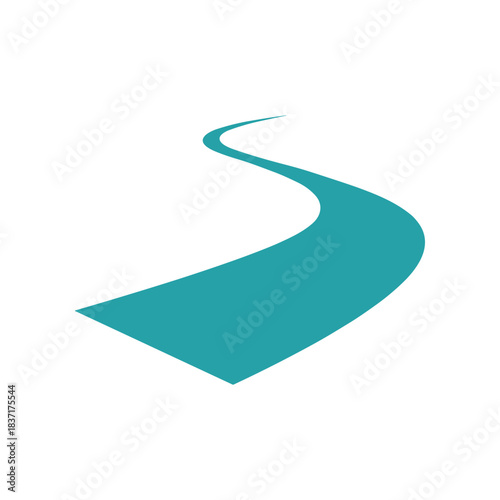 Curved Teal Road Path Leading Forward Illustration.