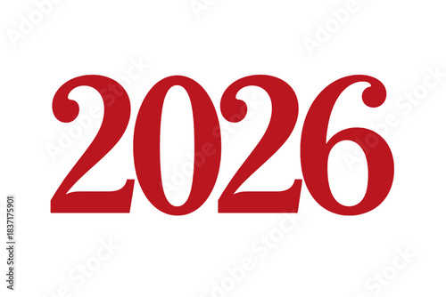 Red 2026 Year Text Typography Design