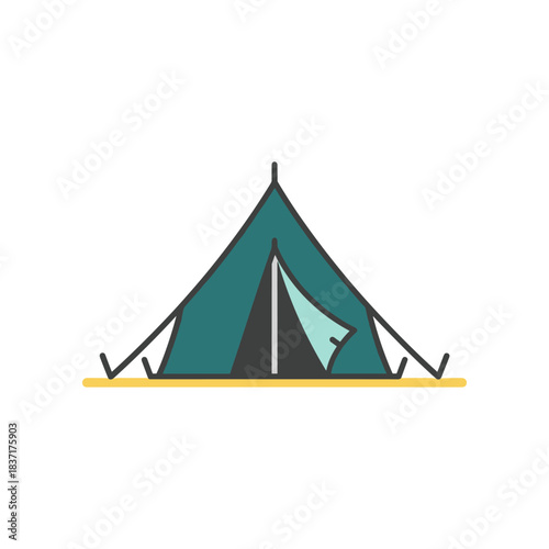 Green Camping Tent Icon for Outdoor Adventures and Recreation.