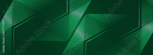 Green abstract background with glowing geometric line design. Modern and futuristic shiny blue gradient hexagon line pattern. EPS. 5