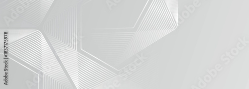 White abstract background with glowing geometric line design. Modern and futuristic shiny blue gradient hexagon line pattern. EPS. 4