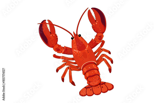 Red Lobster Cartoon Illustration in Flat Design Style