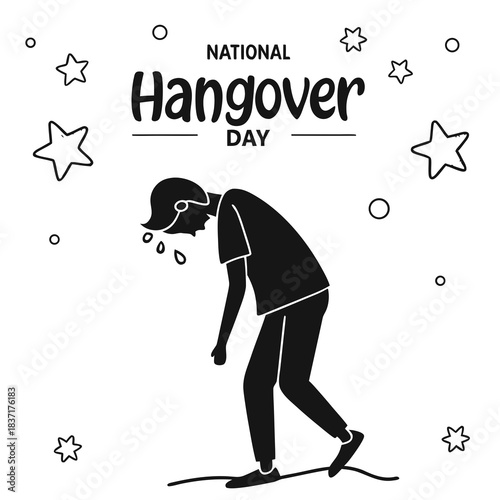 NATIONAL HANGOVER DAY vector illustration isolated on white background