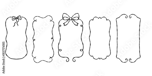 Whimsical Valentine Bachelorette Frames Set with Decorative Romantic Borders and Cute Bow Elements