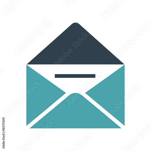 Open envelope icon with teal and dark teal colors for communication.