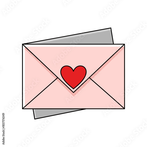 Pink Envelope with Red Heart Symbol.