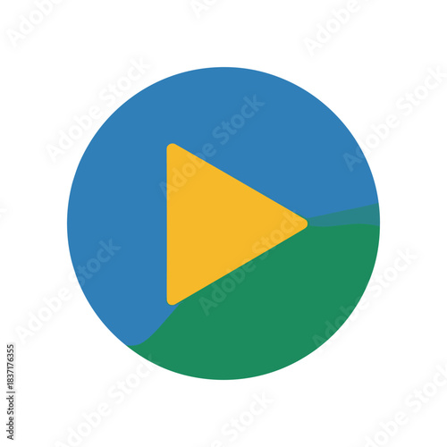 Play Button Icon with Blue and Green Background.