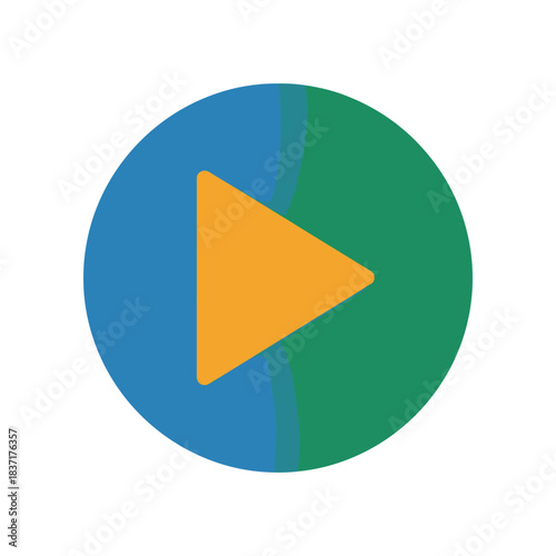 Play button icon with blue and green circular background.