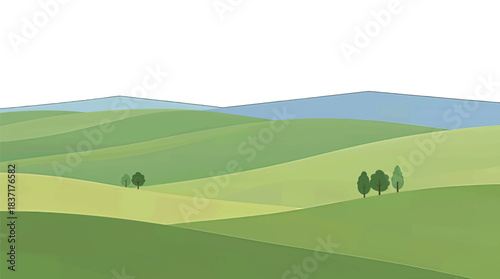 Rolling Green Hills Vector Landscape Illustration