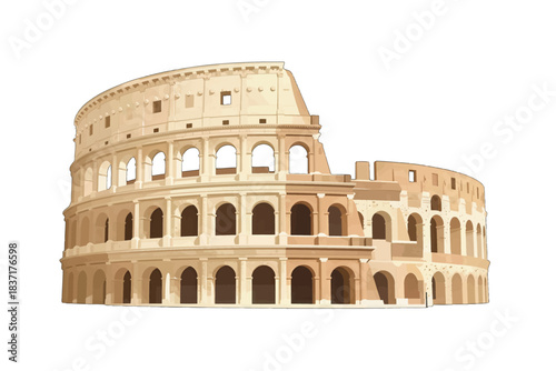 Roman Colosseum Illustration in Flat Design Style