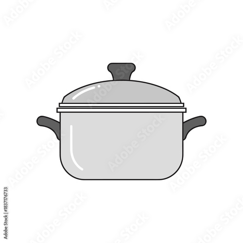 Simple illustration of a cooking pot with lid and handles.