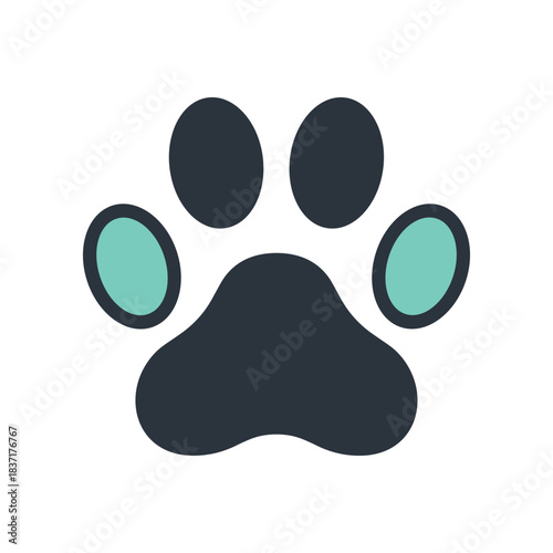 Simple Paw Print Icon Graphic Design.