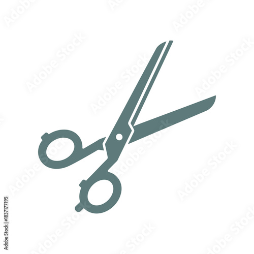 Stylized Icon of Open Scissors.