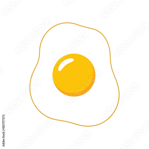 Sunny side up egg illustration with a bright yellow yolk and white.