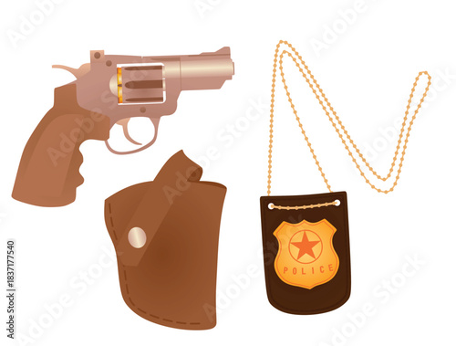 Police inspector set. vector illustration	
