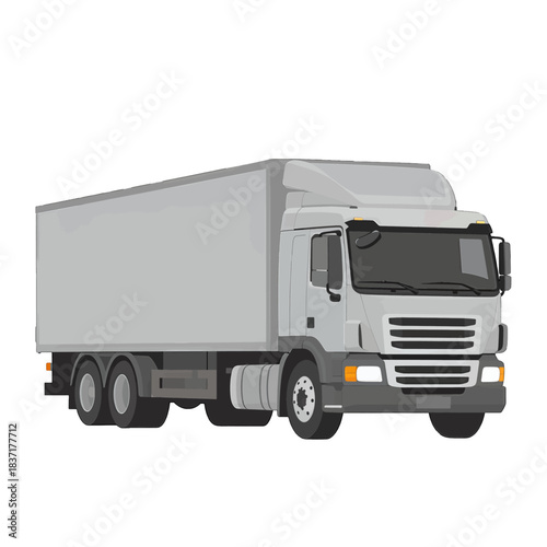 White Box Truck Vector Illustration