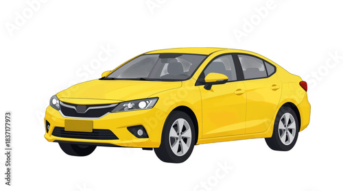 Yellow Sedan Car Vector Illustration