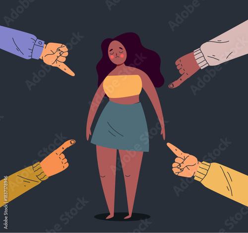 Social bullying concept. Vector flat graphic design illustration