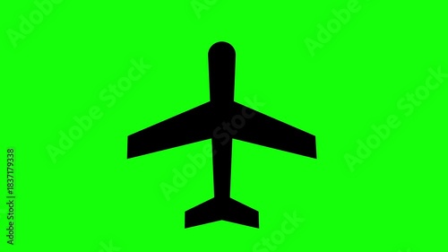 animated airplane turbulence isolated on green screen, featuring shaking motion for chroma key aviation and travel video projects.