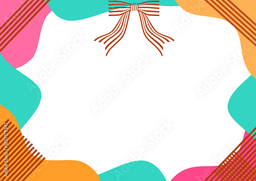 流体シェイプとリボンで装飾したレトロ可愛い背景素材