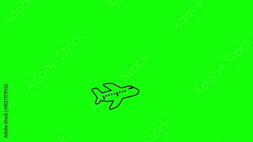 animated airplane fly up straight, animation footage video isolated on green background