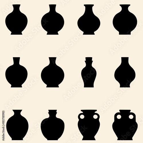 Modern Vase Symbol Flat Vector Illustration
