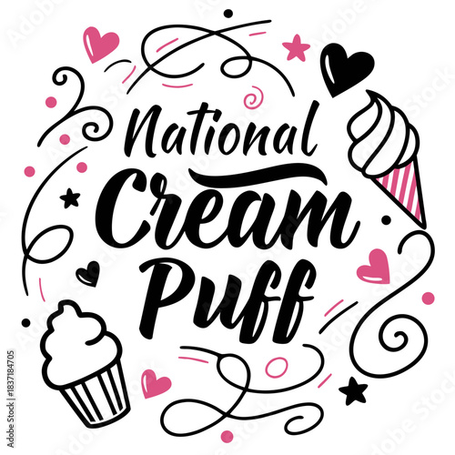 NATIONAL CREAM PUFF DAY vector illustration isolated on white background