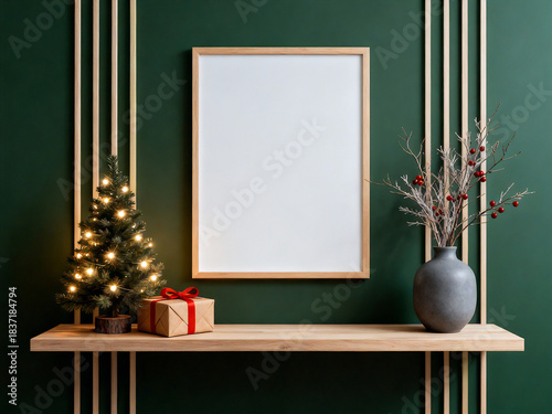 Interior mockup and frame mockup  in christmas home decor living room