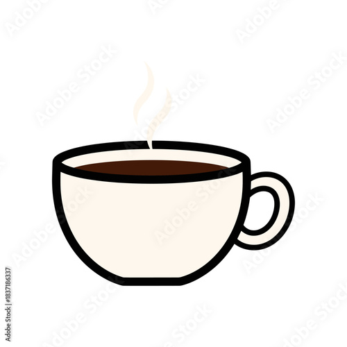 A steaming cup of hot coffee on a white background.