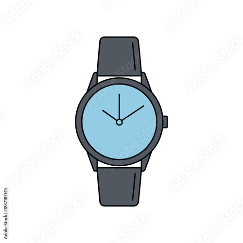 Classic Wristwatch with Blue Dial and Dark Gray Strap.