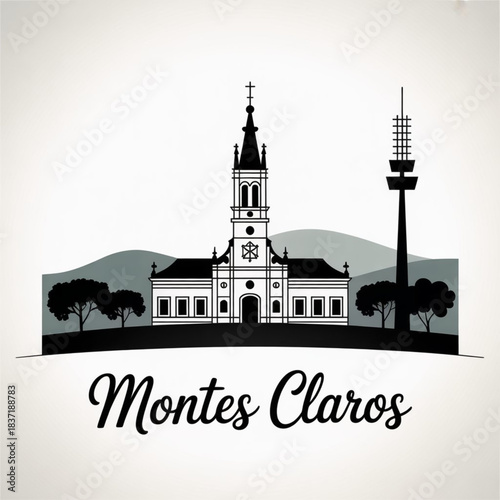Montes Claros Skyline Silhouette — Northern Minas Gerais Cultural Center Vector Illustration