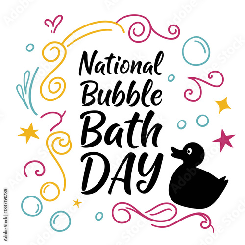 NATIONAL BUBBLE BATH DAY vector illustration isolated on white background