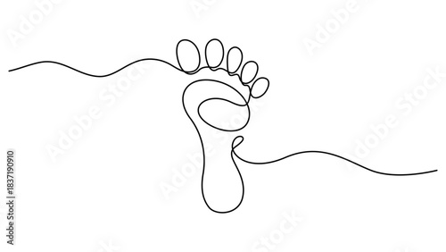 Continuous one line art drawing of little baby feet. Continuous one line drawing of Human footprint vector illustration isolated on transparent background. vector illustration. EPS 10