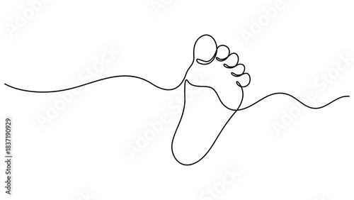 Continuous one line art drawing of little baby feet. Continuous one line drawing of Human footprint vector illustration isolated on transparent background. vector illustration. EPS 10
