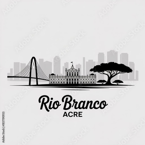 Rio Branco, Acre Skyline Silhouette — Amazon Riverfront Icons and Historic Landmarks Vector Illustration