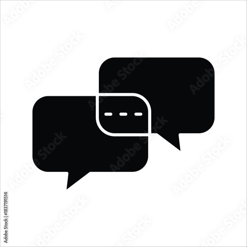 Modern vector icon representing digital dialogue and messaging, featuring two overlapping speech bubbles to symbolize online communication, social interaction, and virtual discussions