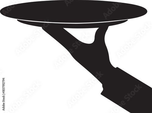 Hand holding serving platter silhouette vector