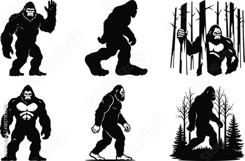 Bigfoot Silhouette Collection in Wild Nature