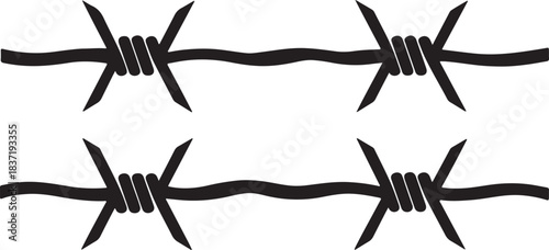  Barbed wire silhouette vector