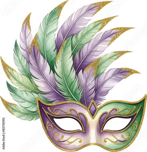 New Orleans Traditional Carnival Feathered Mask