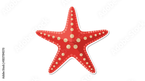 Vibrant Red Starfish with Creamy Polka Dots Against a Deep Black Background Isolated Underwater Marine Life Aquatic Creature Simple Geometric Shapes