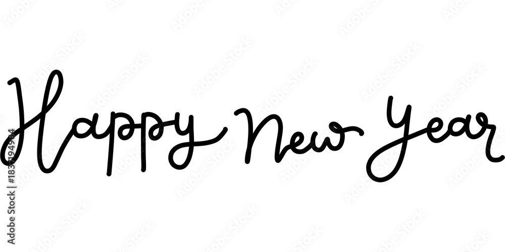 Fototapeta premium Happy New Year Text Calligraphy Typography hand lettering lettering