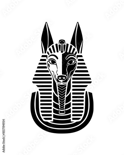Stunning black and white Anubis head design perfect for modern Egyptian themed projects