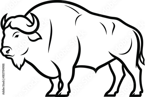 Stylized line drawing of a majestic bison standing proudly