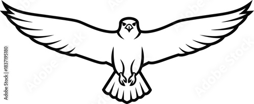 Outline of a dove in flight with wings spread wide