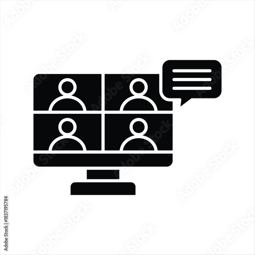 Illustrative concept of a digital workspace meeting, showing participants in a video conference call, emphasizing remote collaboration and virtual communication