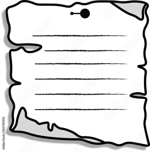 Old paper notes with pushpin on board vintage concept background