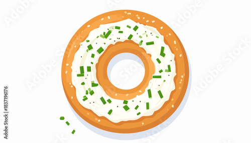 Donut with White Frosting and Chives.